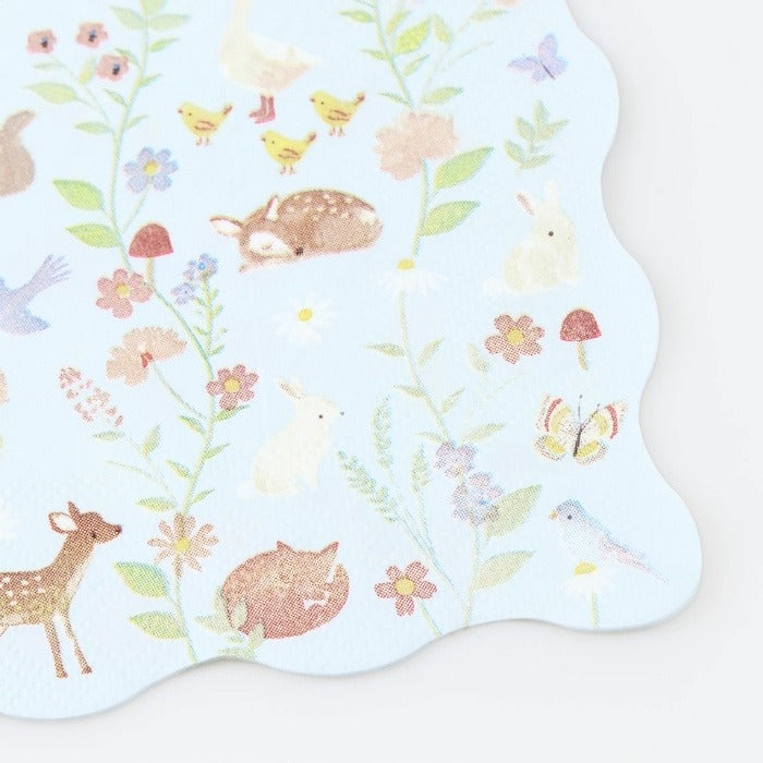 little animals servetten eekhoorn hert vogel vos vlinder bloemen paddenstoel