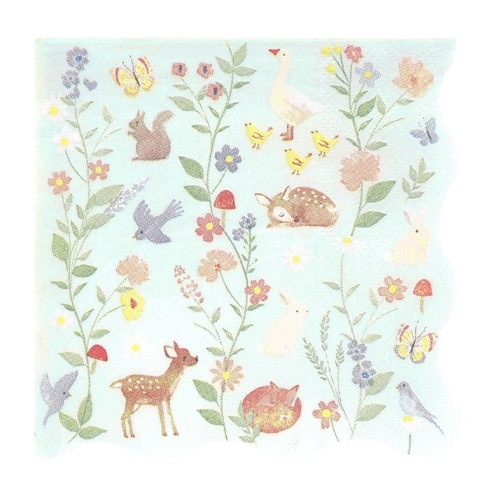little animals servetten eekhoorn hert vogel vos vlinder bloemen paddenstoel