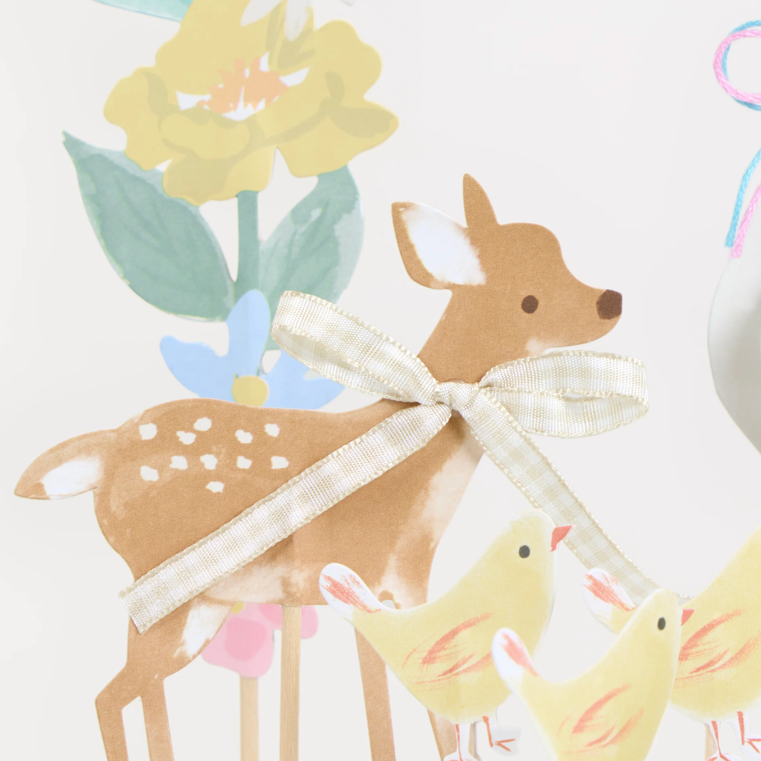 little animals taarttoppers feest deco decoratie feestversiering verjaardag gans konijn vos kuikens hert bloemen lente boerderij bosdieren