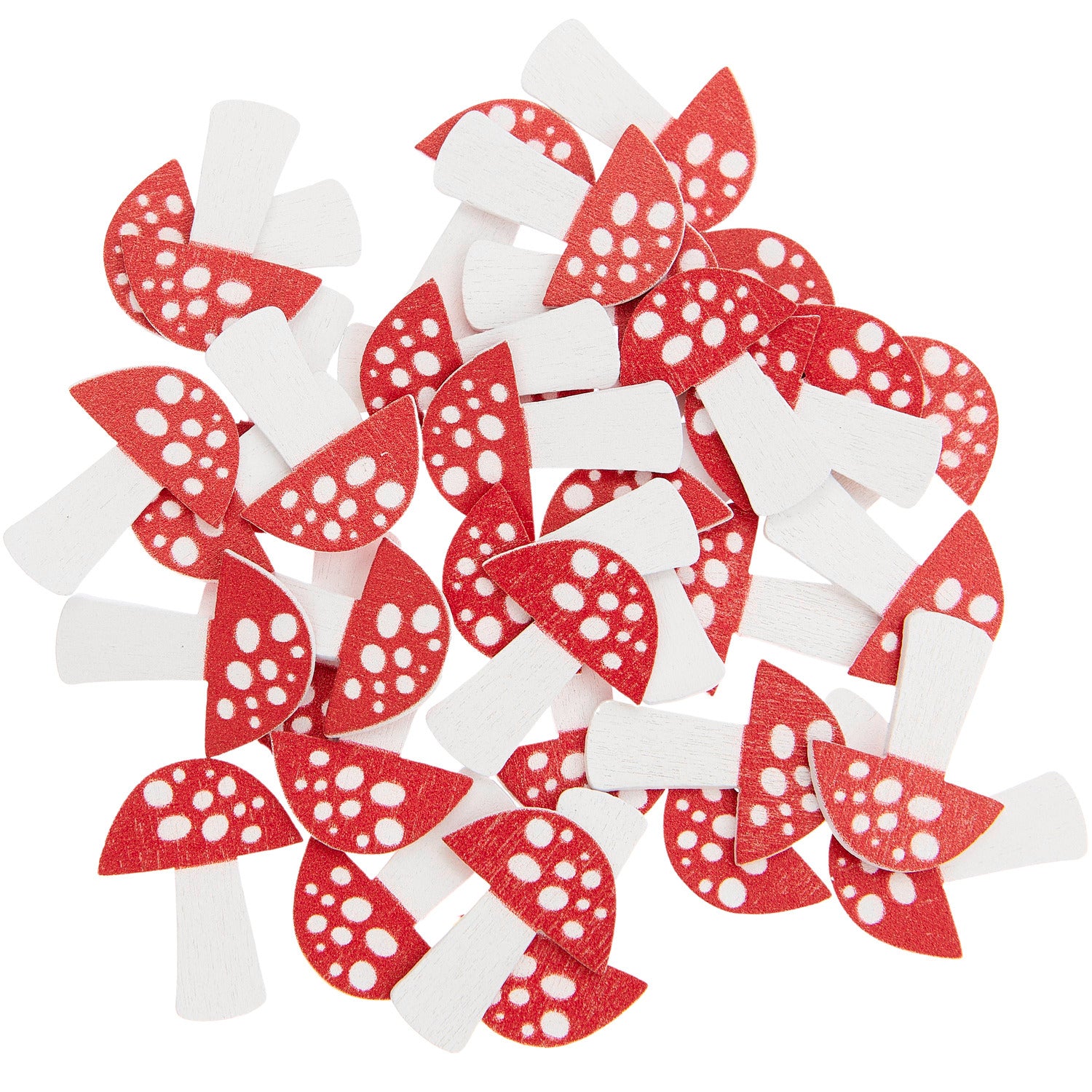 Witte paddenstoelen confetti met rode en witte accenten - 36 stuks