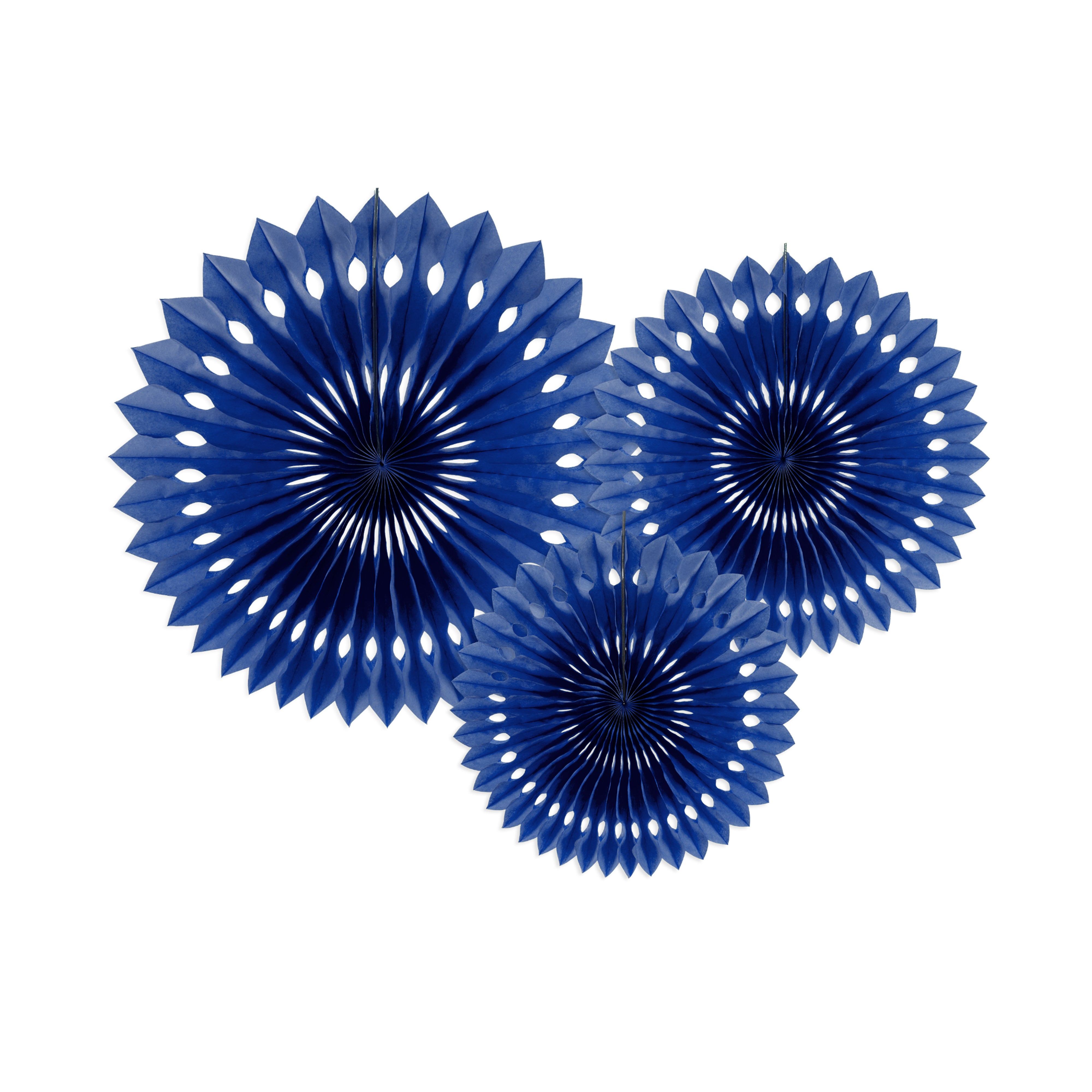 papieren fans donker marine blauw feest eco decoratie hangdecoratie verjaardag