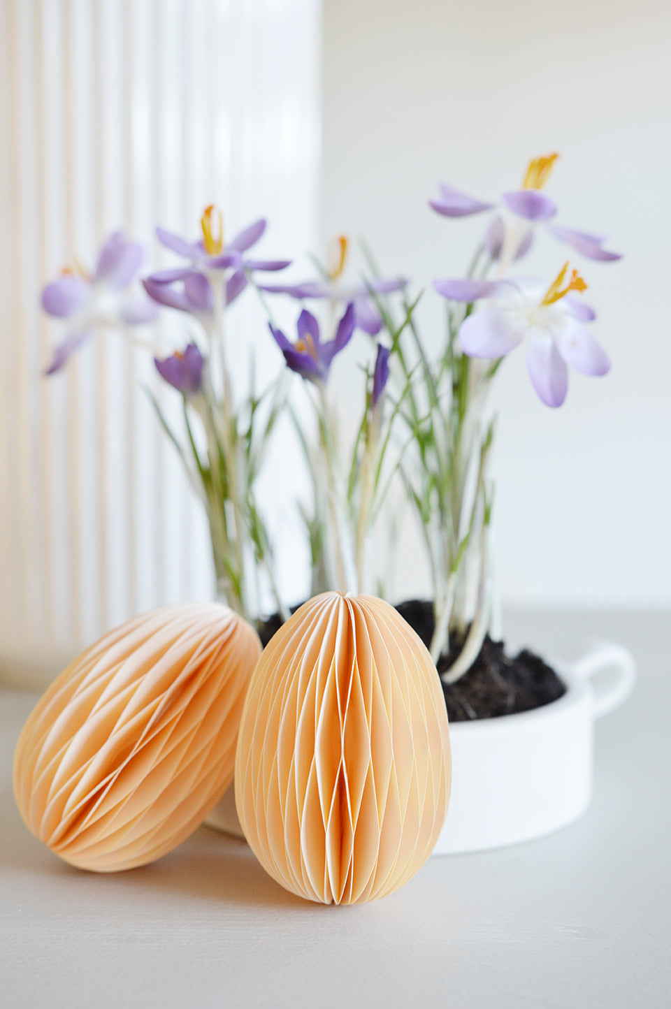 honeycomb ei papier paasei pasen feest deco decoratie perzik blush