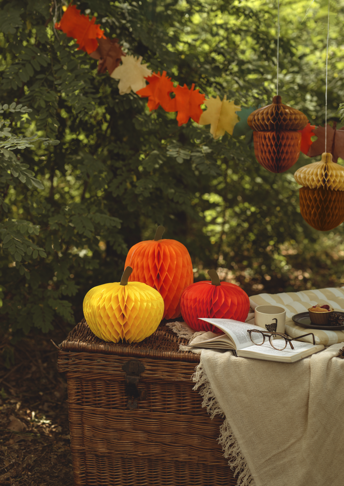 pompoenen honeycombs geel oranje rood herfst halloween verjaardag feest deco decoratie