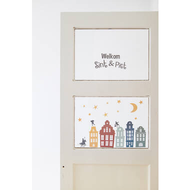 Raamstickers Sinterklaas en Pieten op daken - 20 stickers