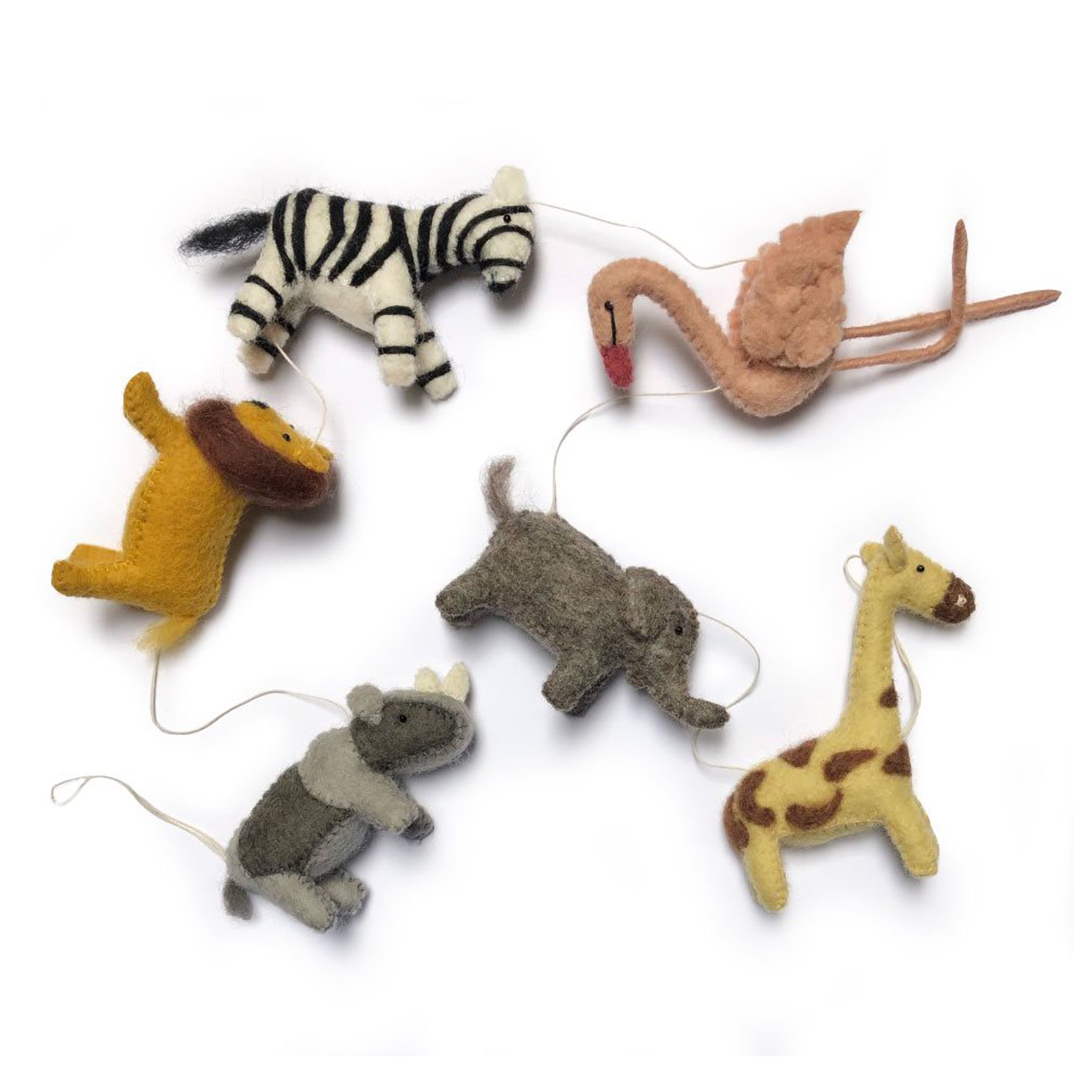 safari dieren slinger deco decoratie feest verjaardag wol zebra leeuw neushoorn giraf olifant flamingo