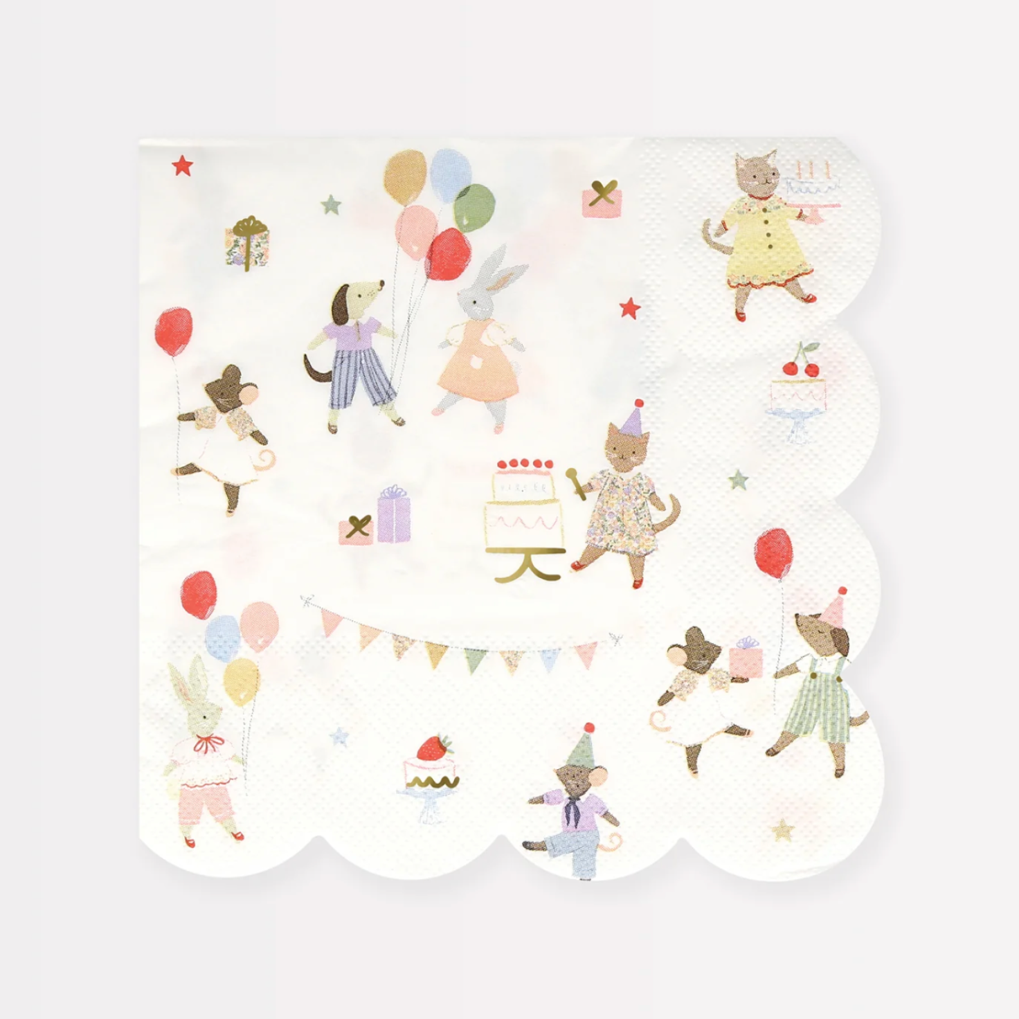 servetten little animals feest deco decoraétie verjaardag feestversiering hond kat konijn muis ballonnen