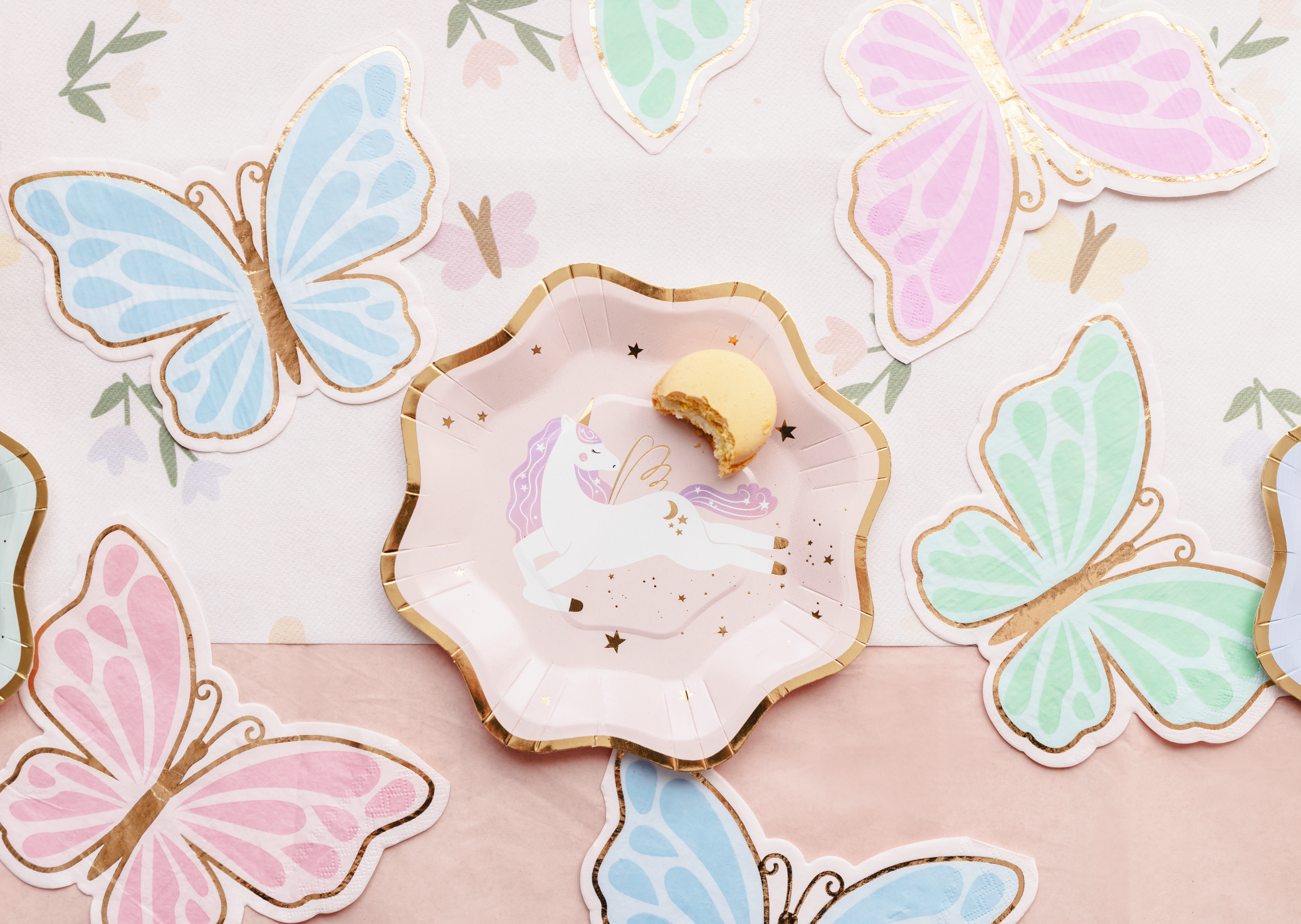 servetten vlinder feest deco decoratie verjaardag lente zomer roze groen blauw perzik