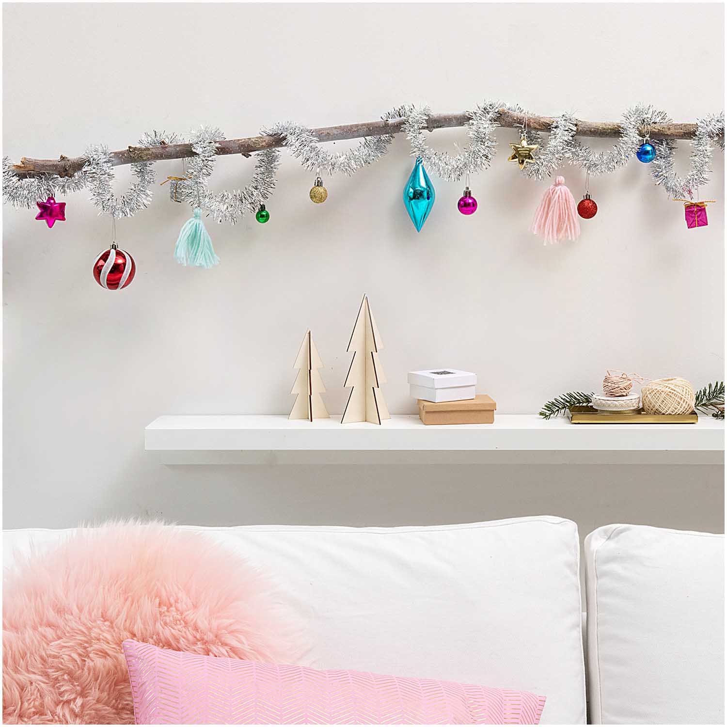 set 2 houten kerstbomen 3D