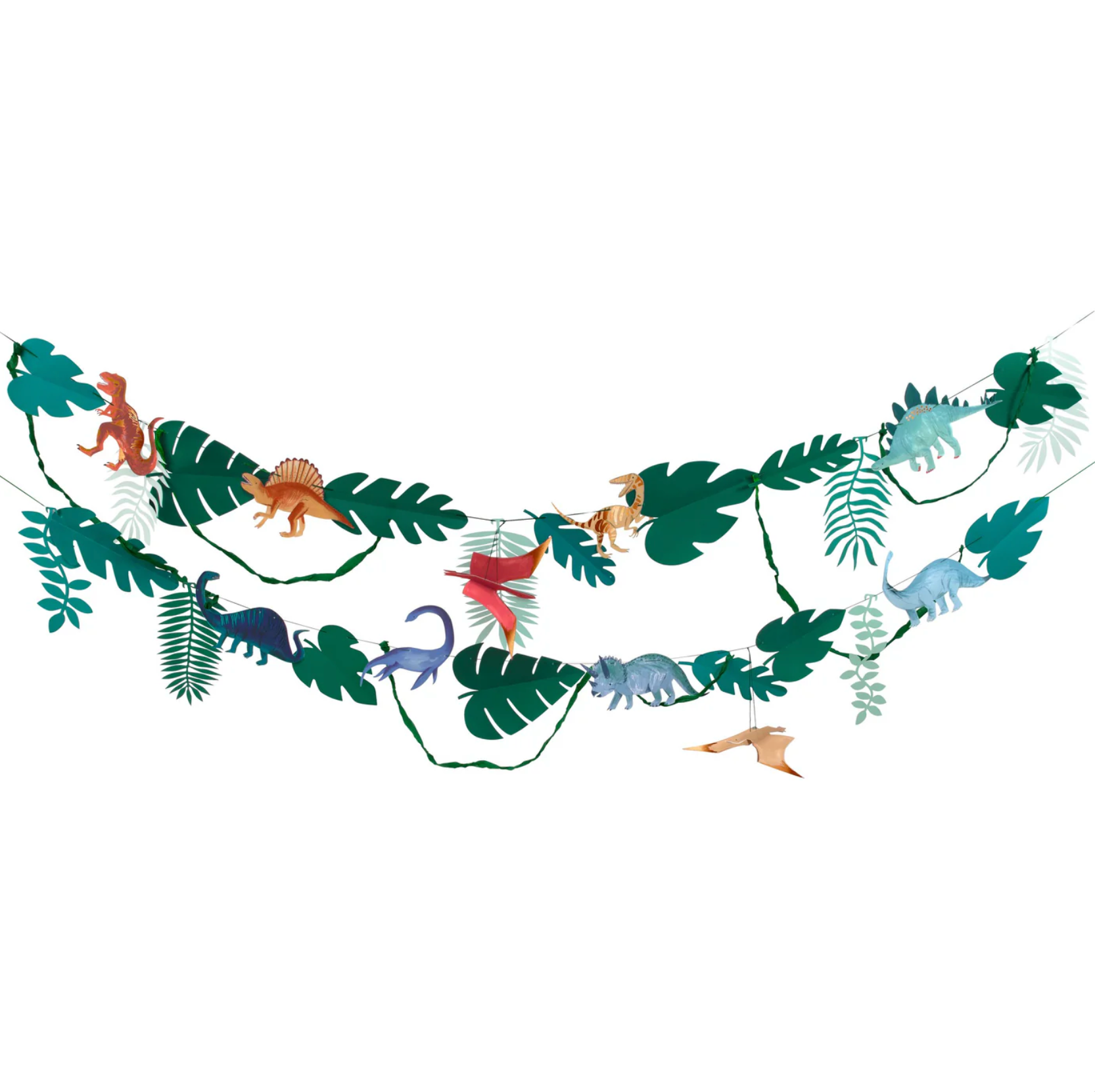 slinger dino feest verjaardag dinosaurus deco decoratie trex veloceraptor triceratops bladeren langnek