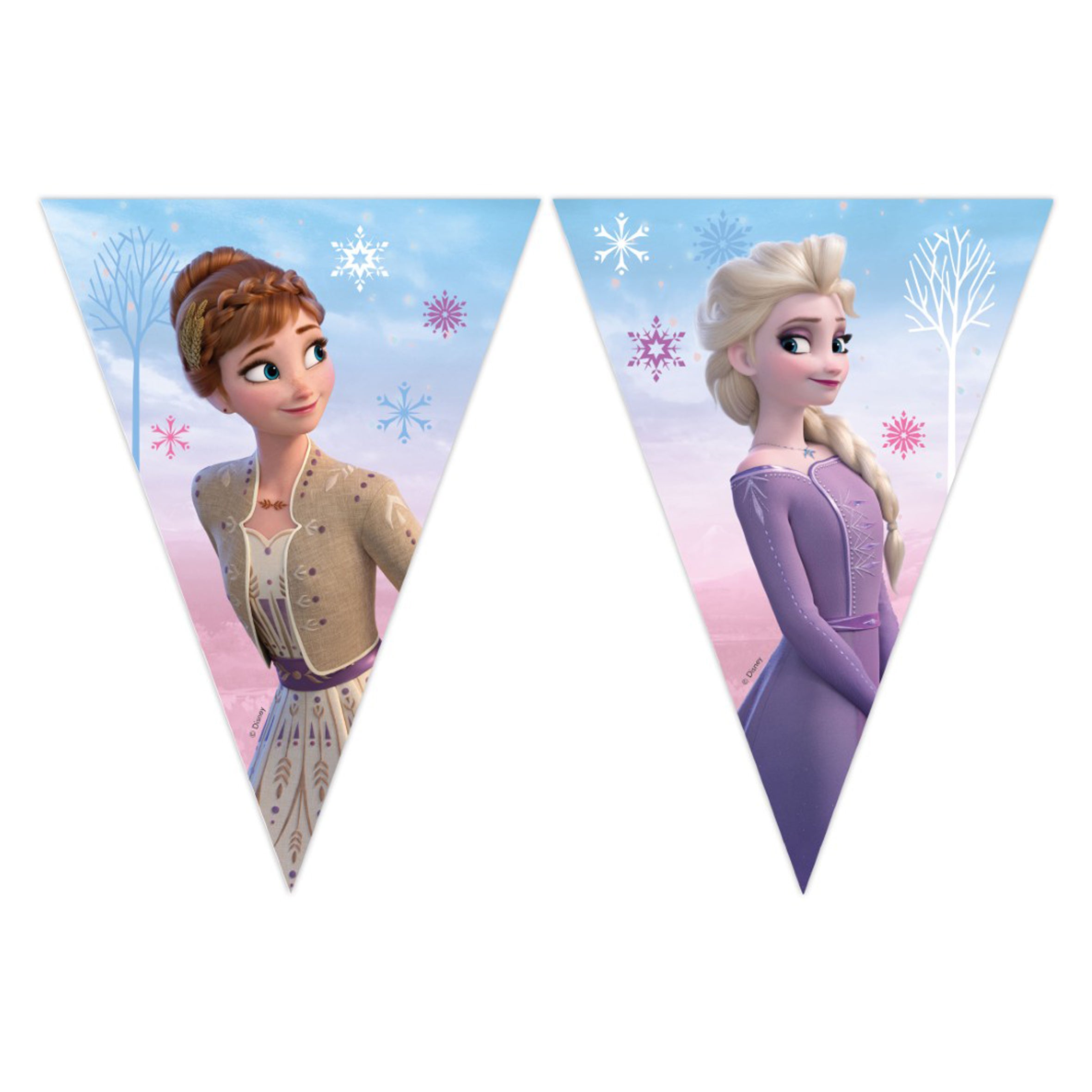 slinger frozen elsa anna papier feest vlaggen roze paars crème blauw feest deco decoratie verjaardag
