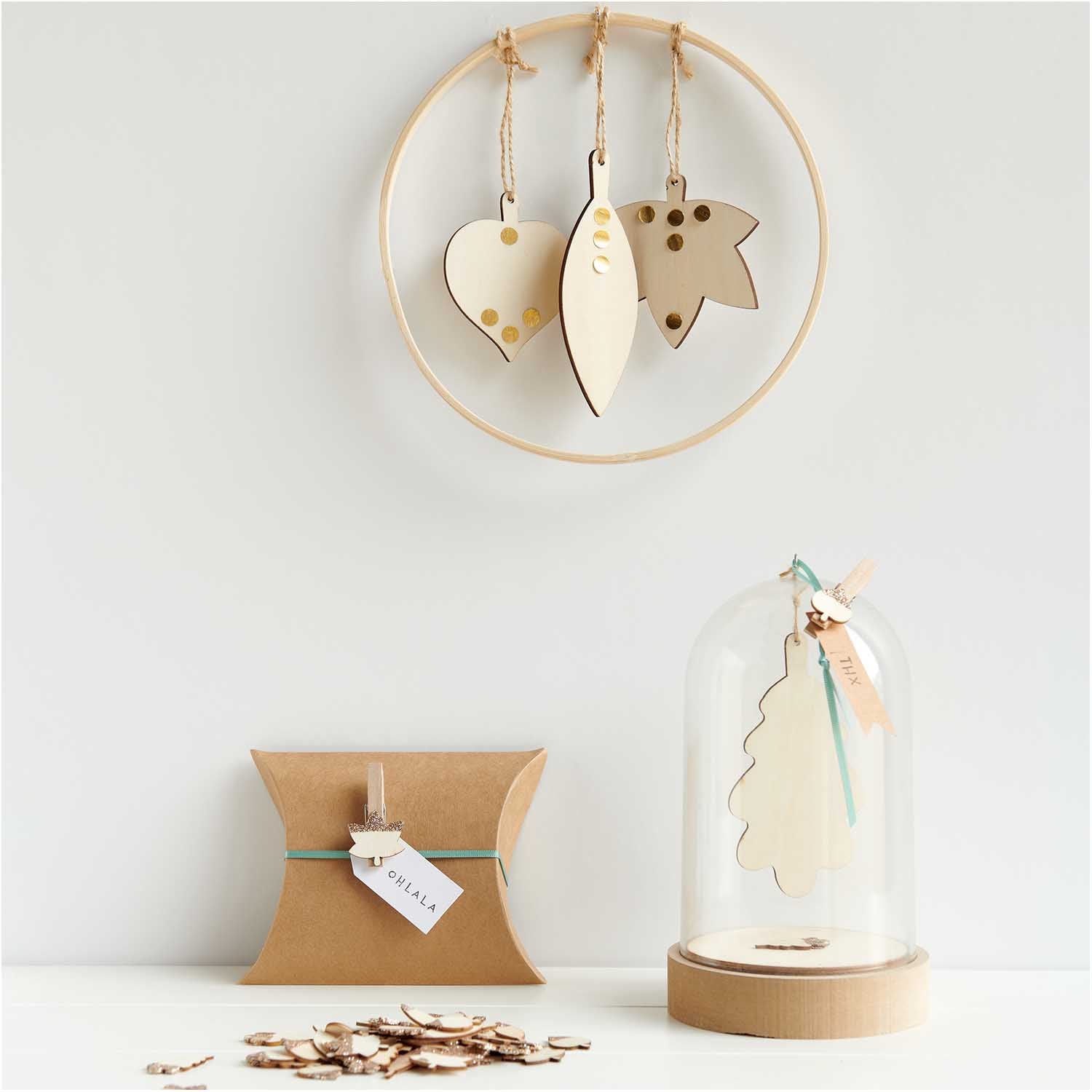 Houten glitter bladeren stickers herfst