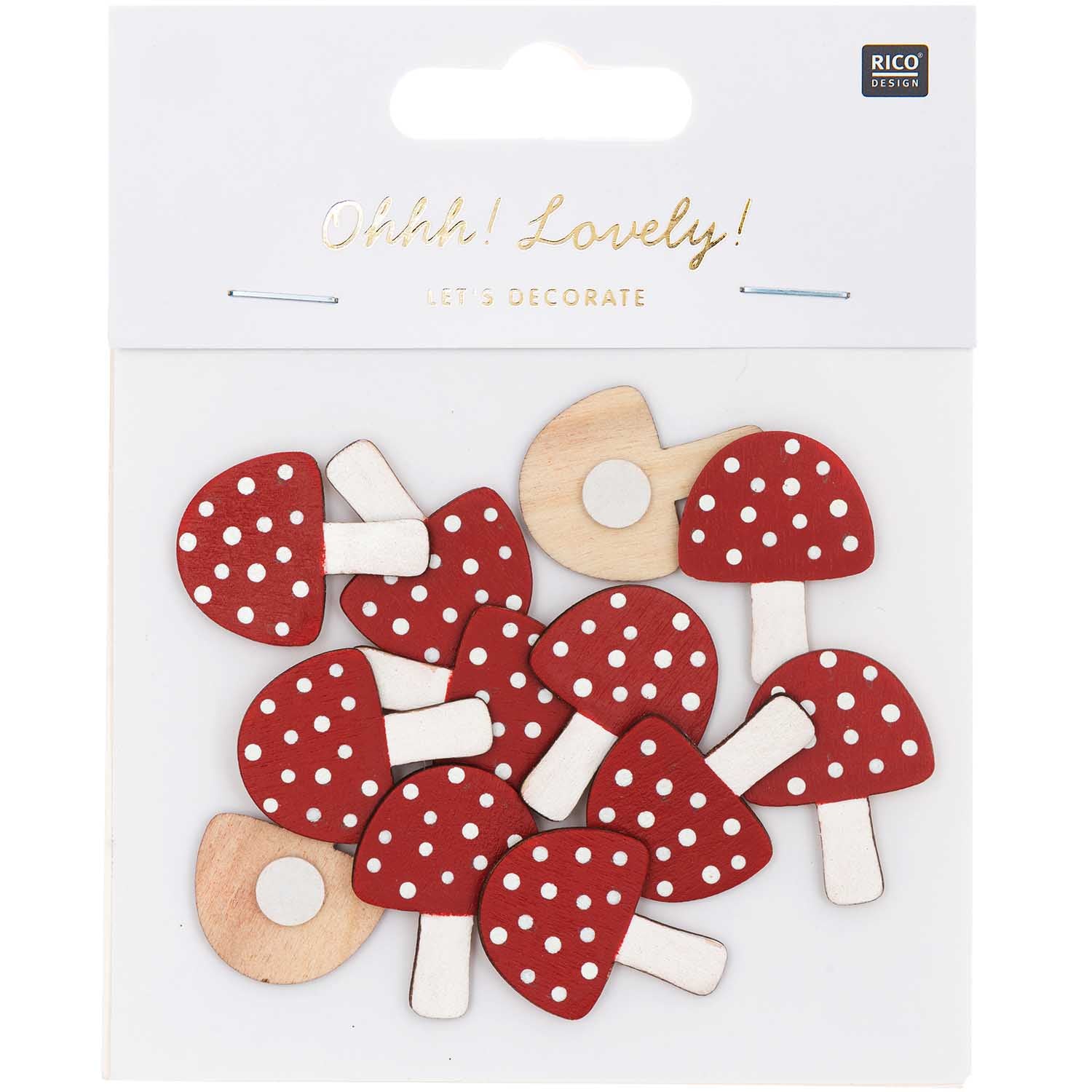 Houten stickers gekleurd paddenstoelen