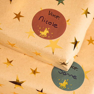 Stickers Sinterklaas met foliedruk voor op cadeaus - 12 stuks