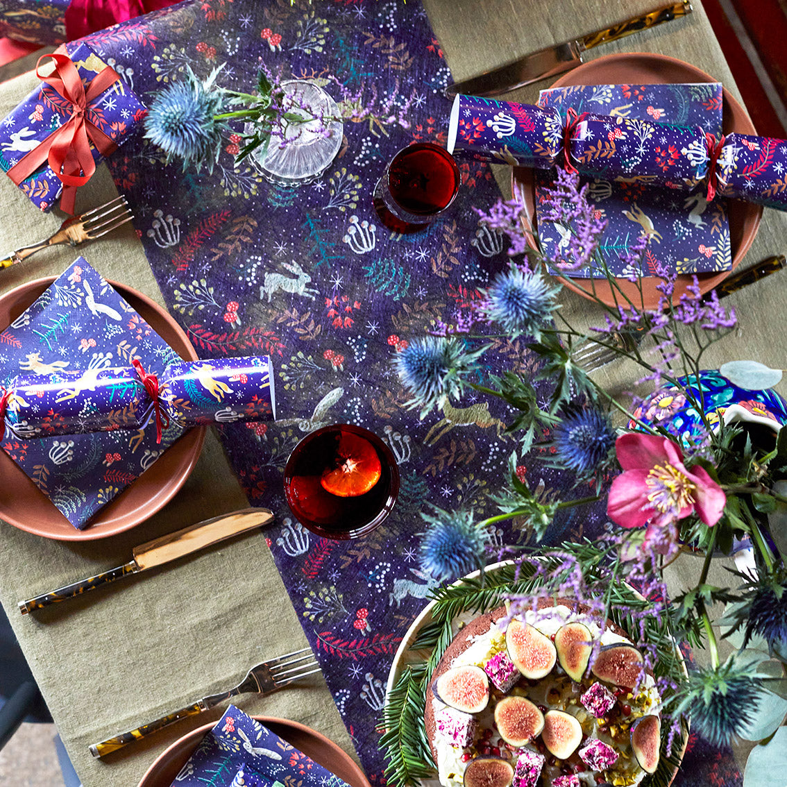 Twilight servetten Kerst folk donker blauw feesttafel Kerst Kerstmis Xmas