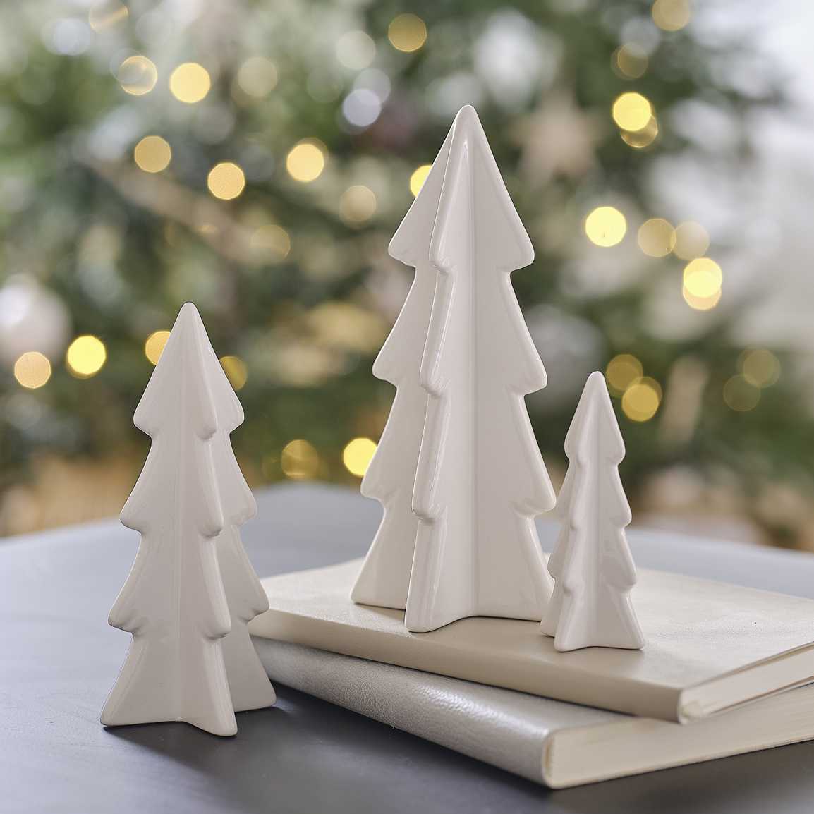 Set van 3 keramische kerstboompjes - 3 stuks