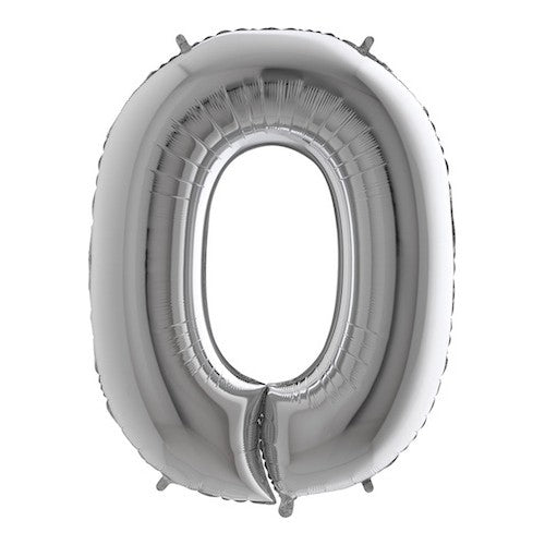 cijfer folieballon 0 nul zilver verjaardag