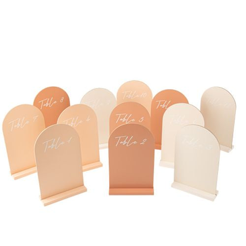 12 tafelnummers Crème, Blush en Terracotta - 20cm