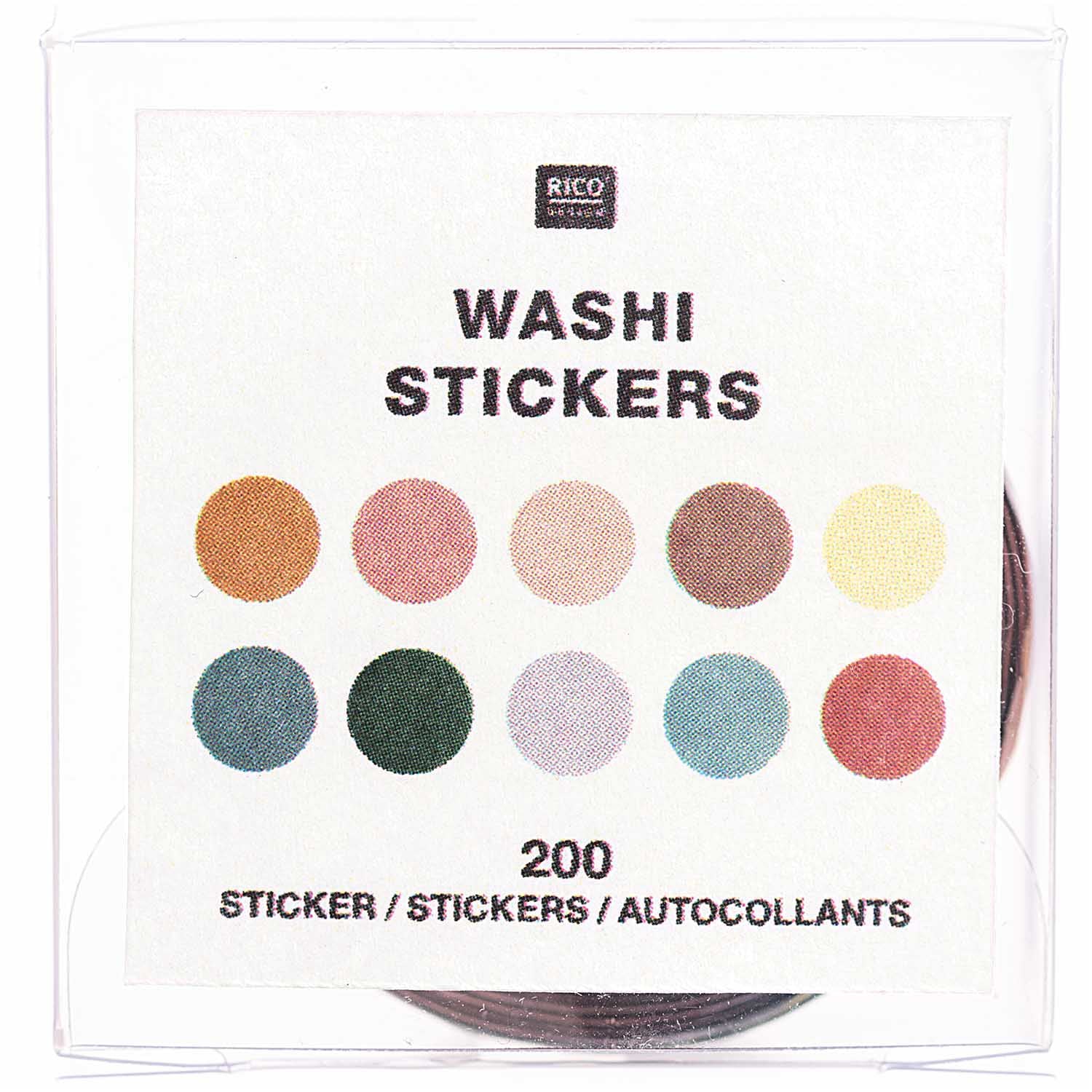 Cirkel stickers washitape in natuurlijke kleuren (Ø 2cm)