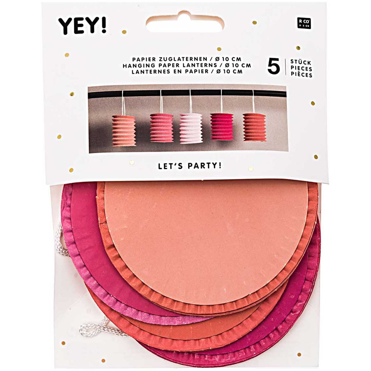 5 lantaarns roze en oranje tinten (Ø 10cm)