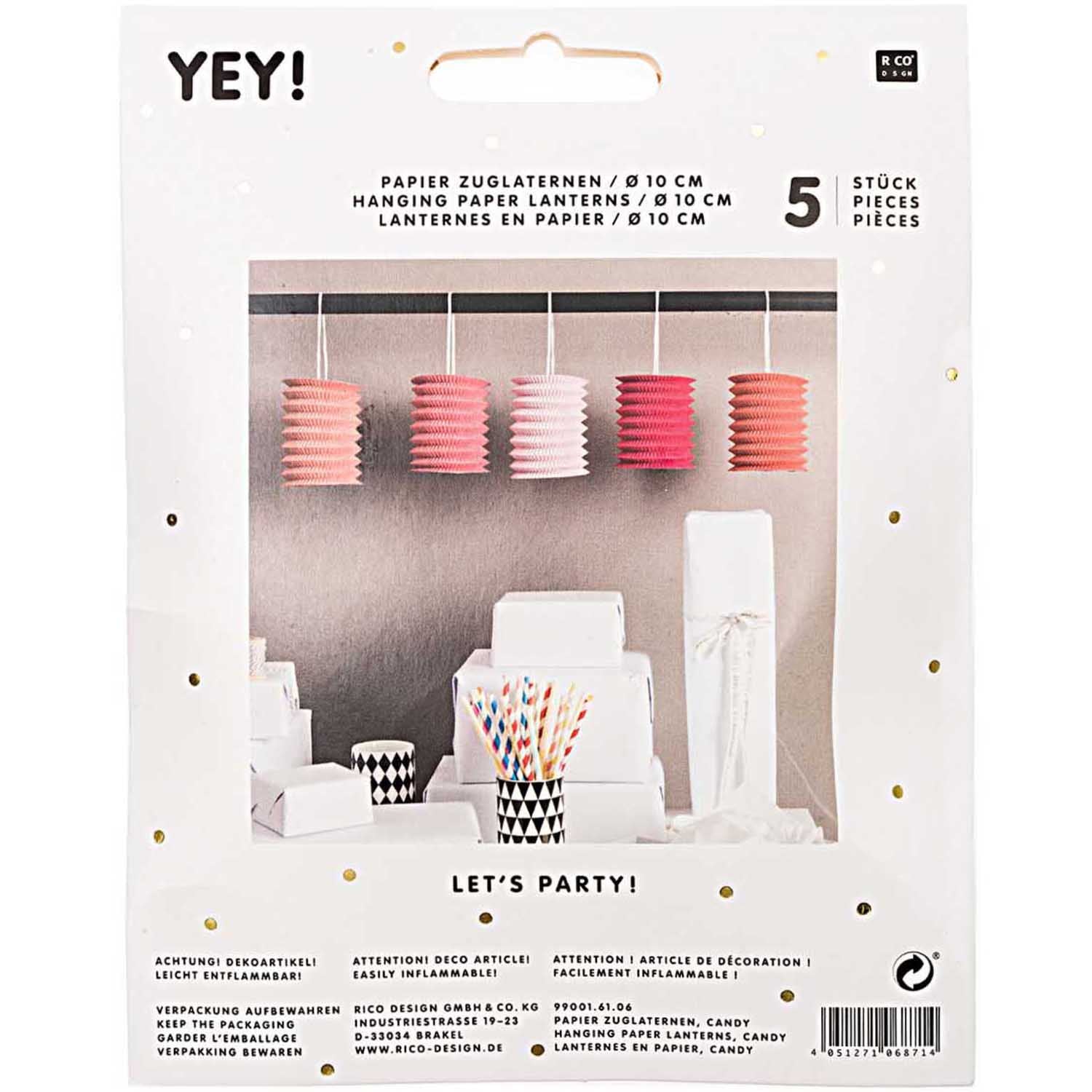 5 lantaarns roze en oranje tinten (Ø 10cm)