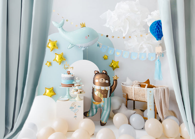 Folieballon walvis babyborrel gender reveal babyshower diep in de zee feest decoratie