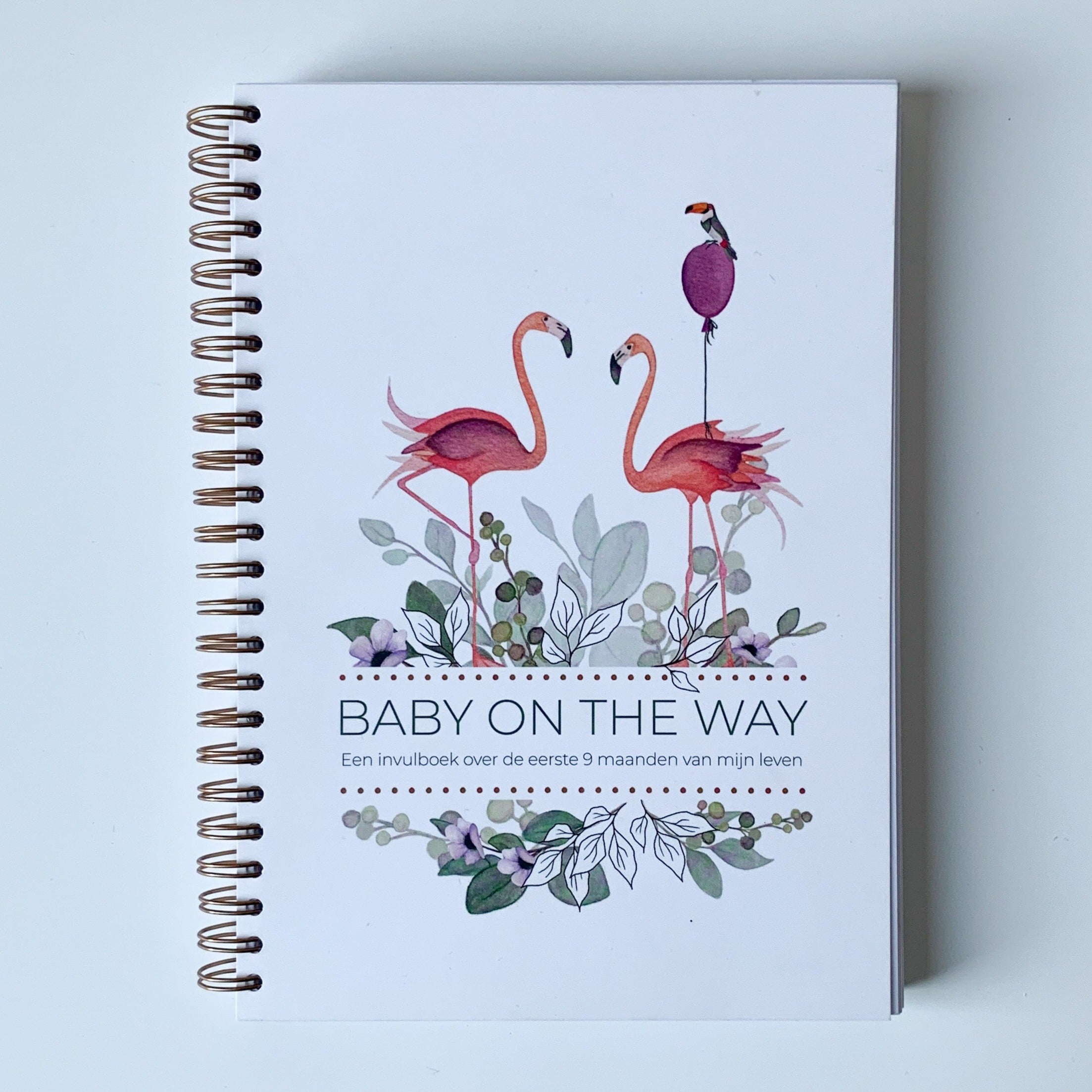 Invulboek 'Baby on the Way' spiraalbinding - Flamingo
