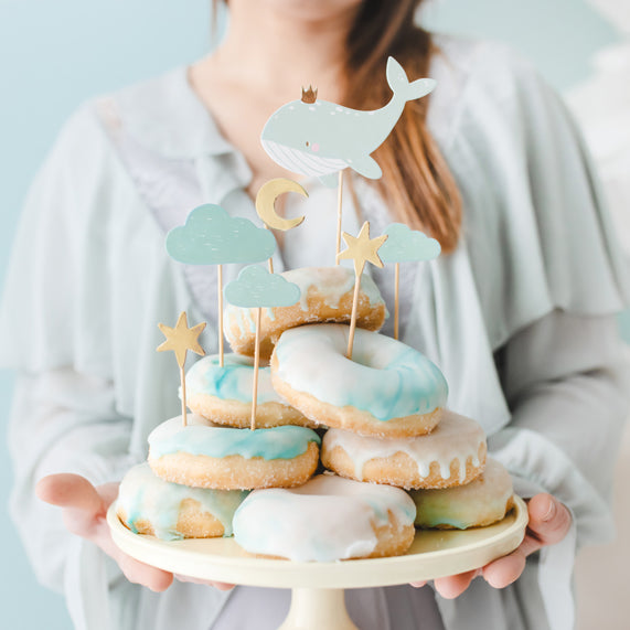 Taarttopper Walvis ster wolk maan feest decoratie cake donuts taart