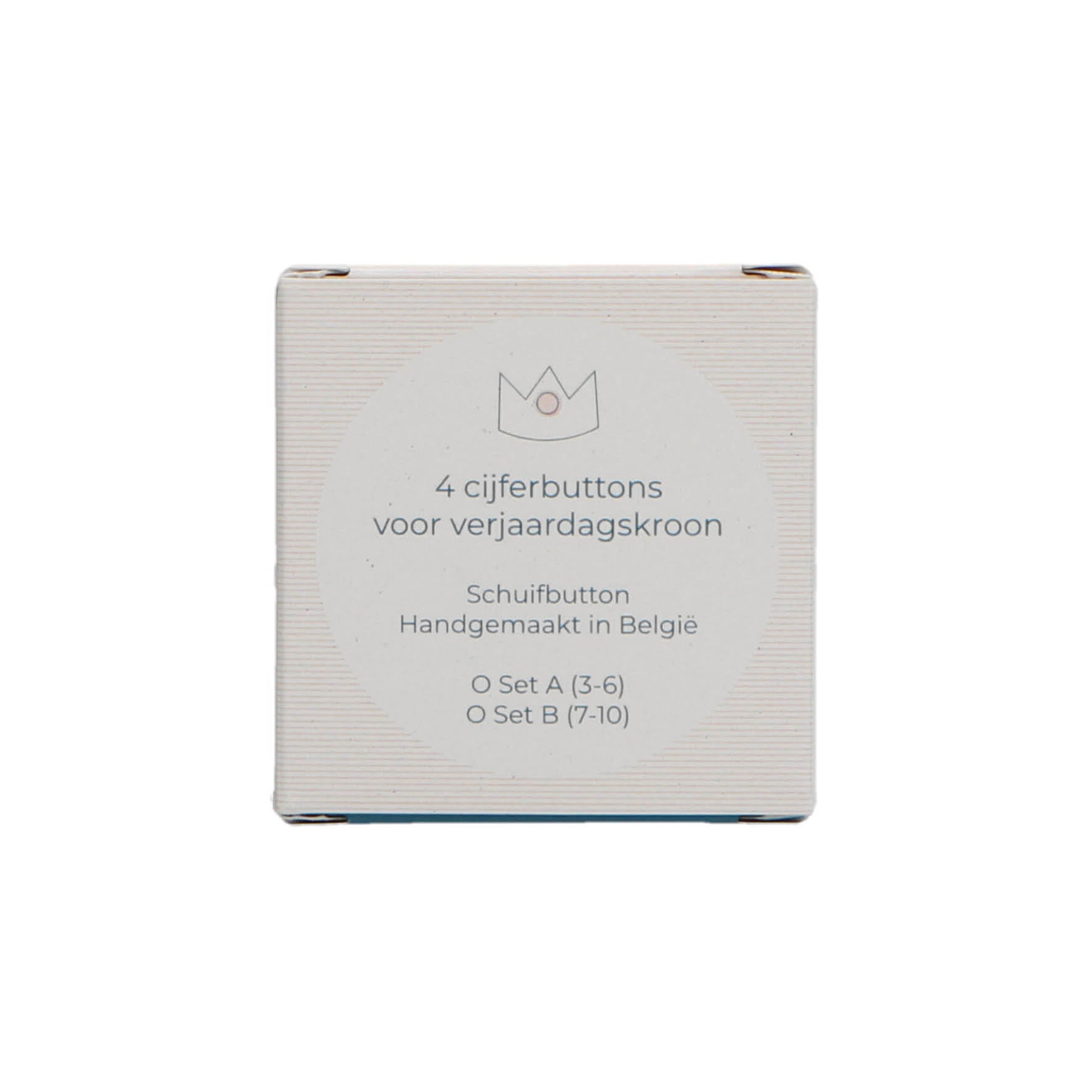 Cijferbutton kroon 3 4 5 6 verjaardag duurzaam herbruikbaar grijs