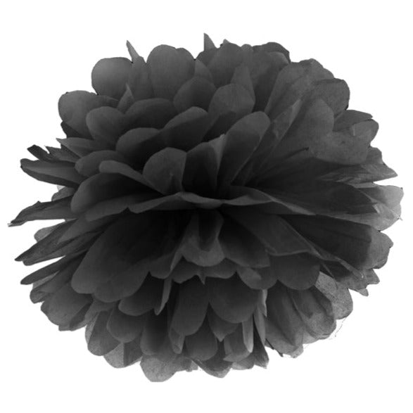 Pompon zwart tissuepapier vloeipapier feest decoratie