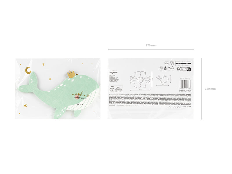 Walvis servetten feest party diep in de zee babyborrel babyshower gender reveal