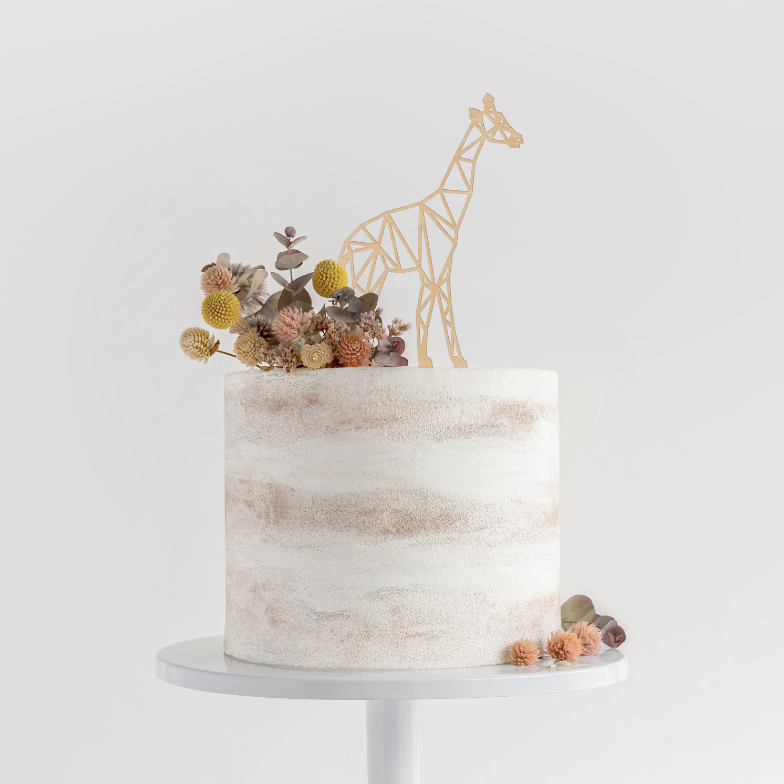 Taart cake topper giraf hout laser jungle safari feest verjaardag dieren