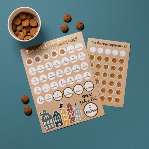 Sinterklaas deco aftelkalender pepernoten stickers