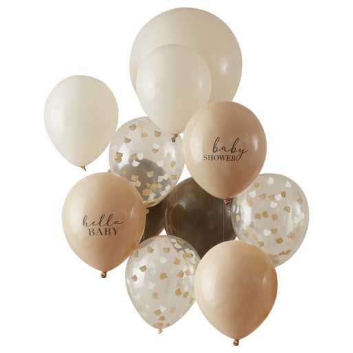 Ballonnen baby shower zand latte bruin confetti beer decoratie feest