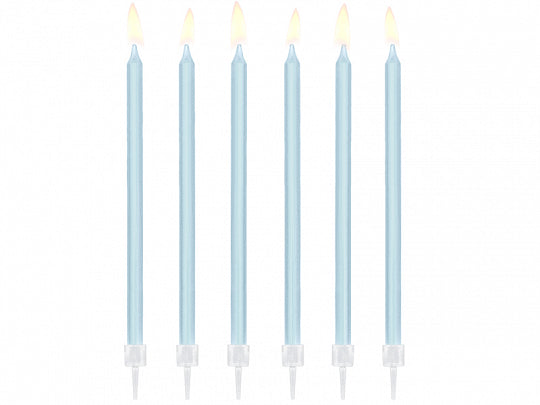 Blauwe lange kaarsen - 12 stuks