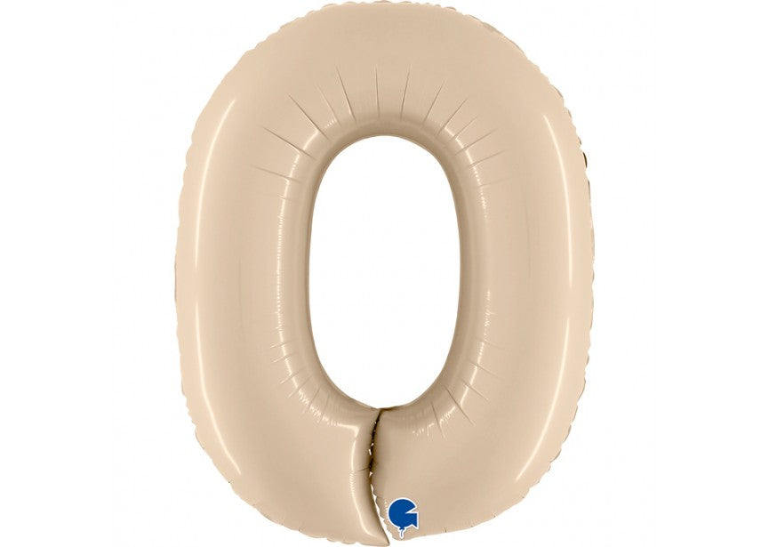 cijfer folieballon 0 nul nude blush crème verjaardag