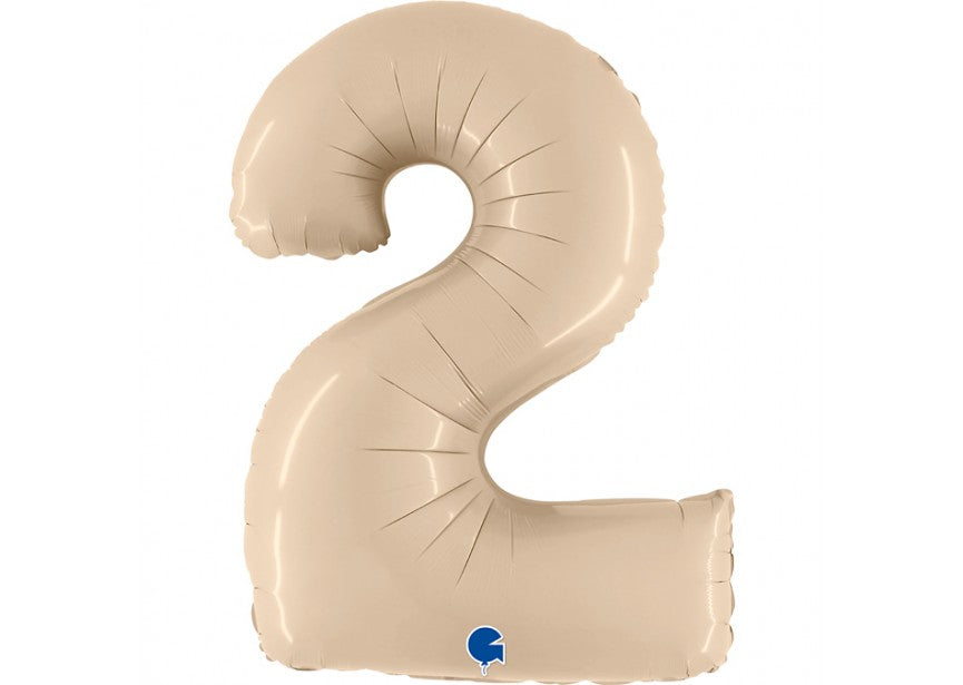 cijfer folieballon 2 twee nude blush crème verjaardag