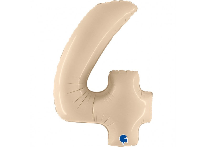 cijfer folieballon 4 vier nude blush crème verjaardag