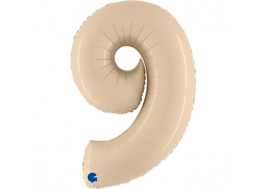 cijfer folieballon 9 negen nude blush crème verjaardag