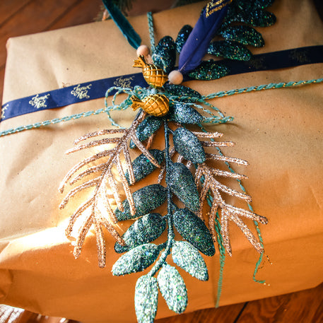 Glitter takjes groen feest decoratie tropical jungle safari kerst