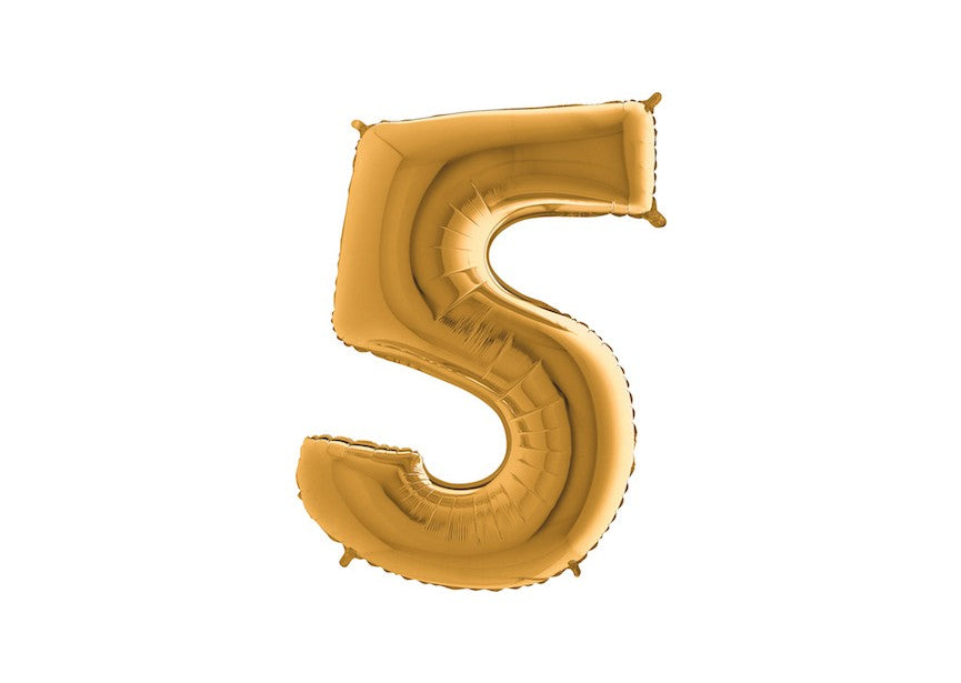 cijfer folieballon 5 vijf goud verjaardag