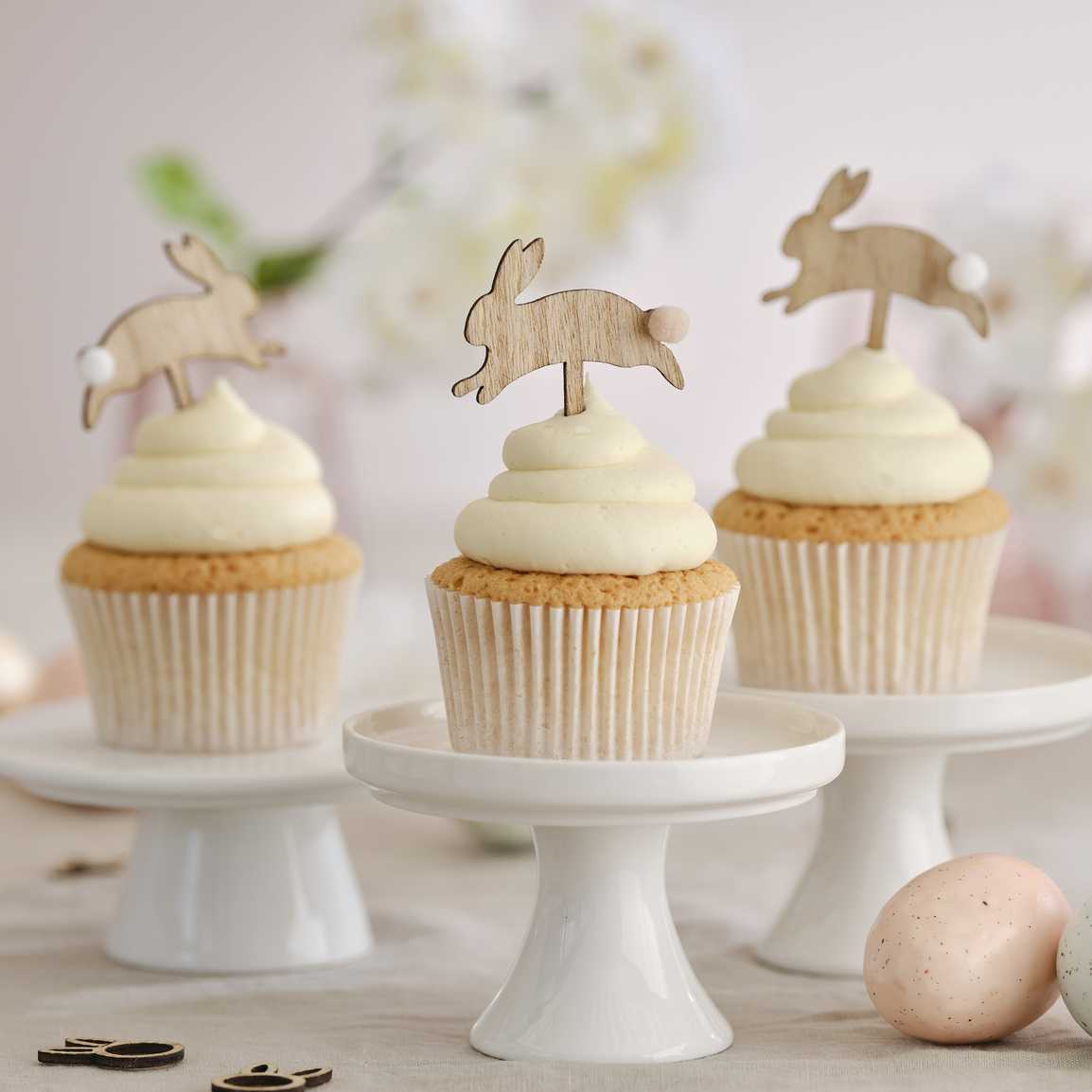 cupcake toppers hout konijn pasen verjaardag feest bakker