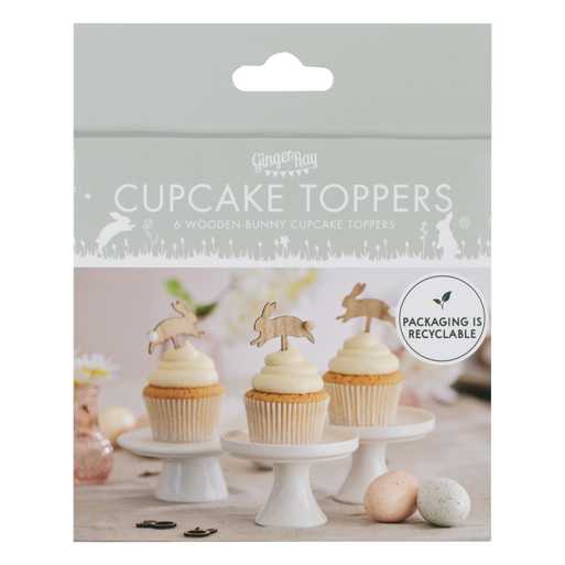 cupcake toppers hout konijn pasen verjaardag feest bakker
