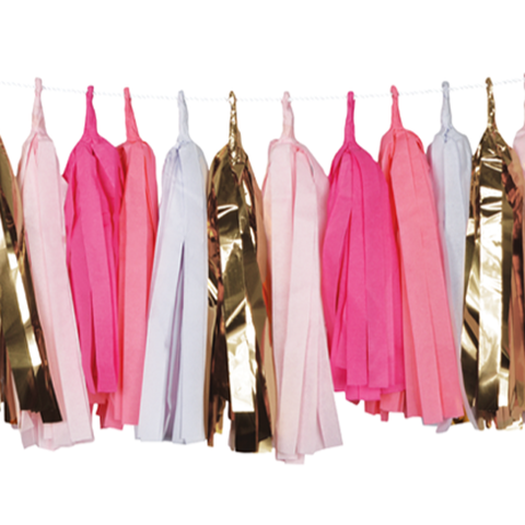 Tassel slinger Roze/Goud (3m)