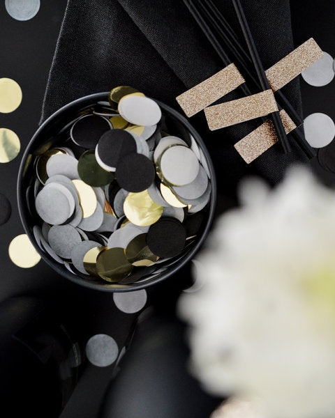 confetti zwart wit goud grijs