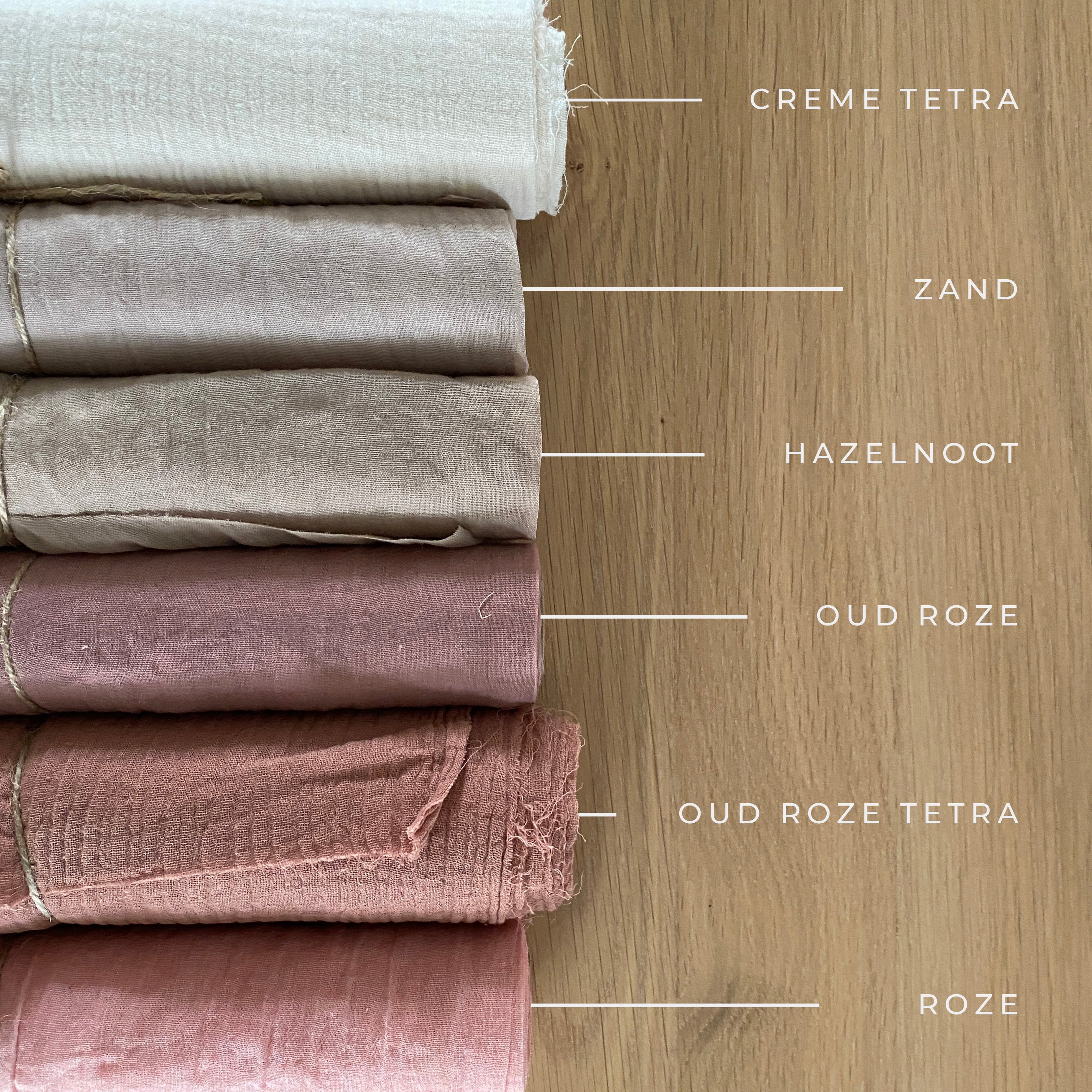 tafellopers roze oud roze ecru zand beige nude hazelnoot