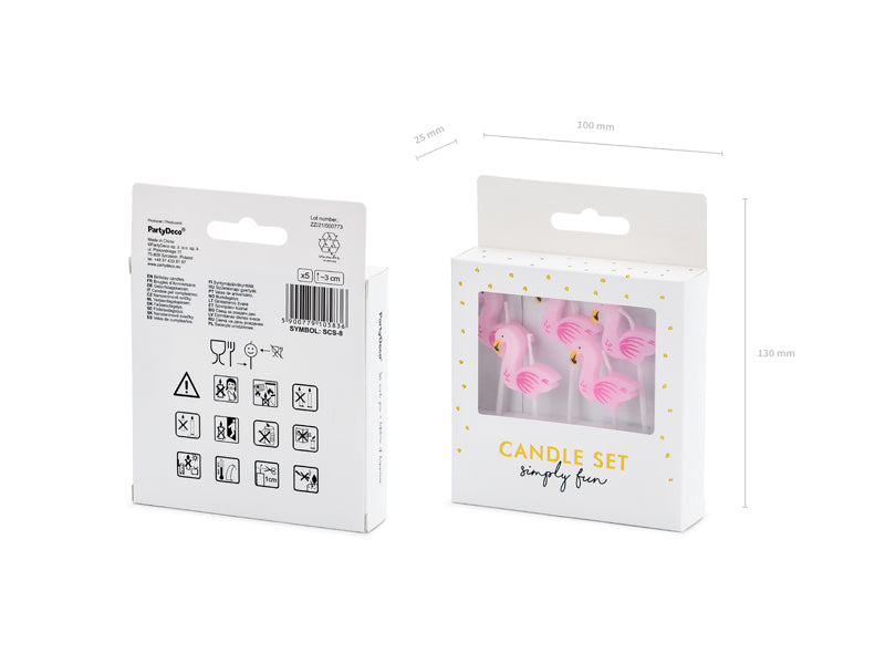 Kaarsjes Flamingo's - 5 stuks
