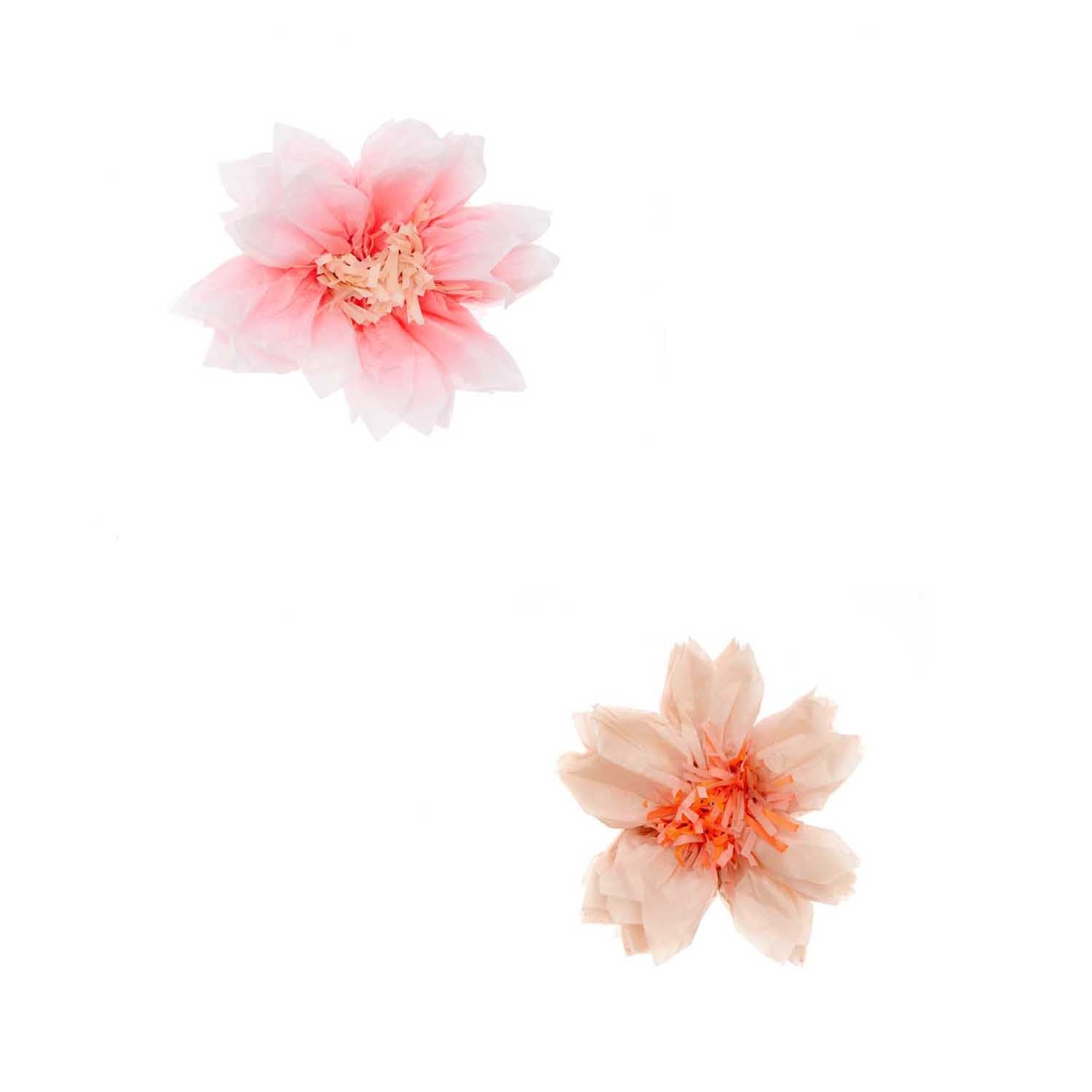 Tissue papier kersenbloemen zacht roze en zacht oranje (Ø 25cm)