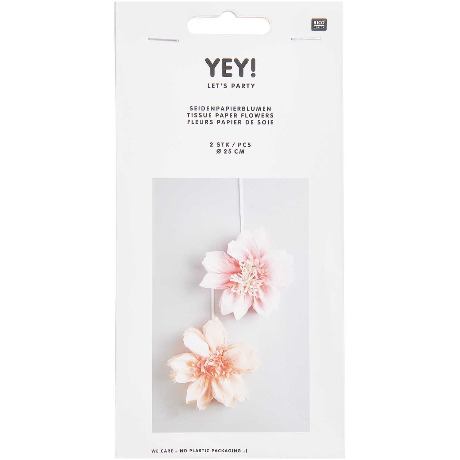 Tissue papier kersenbloemen zacht roze en zacht oranje (Ø 25cm)