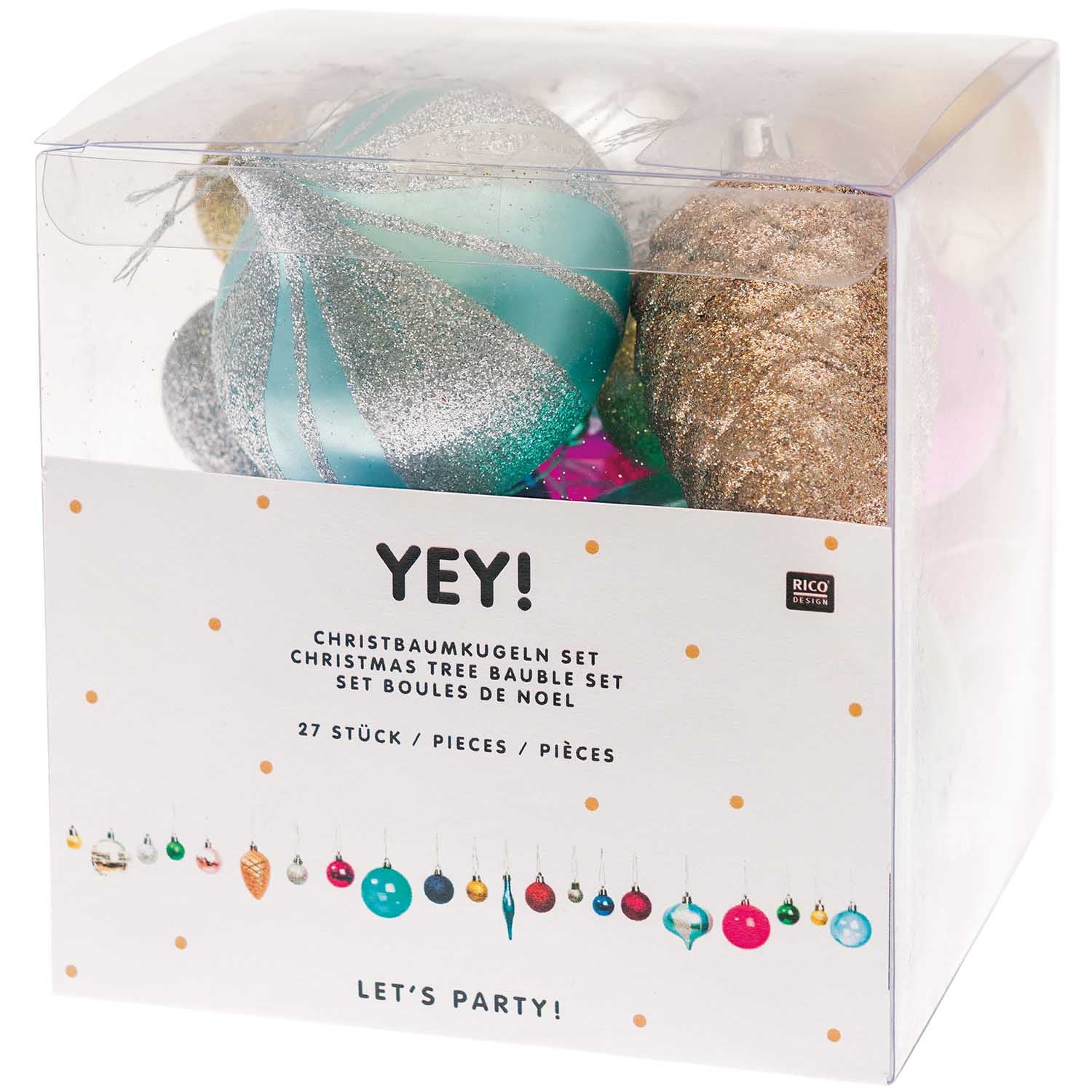 Kerstballen 27 stuks mix kleurrijk pastel oldskool nostalgie set