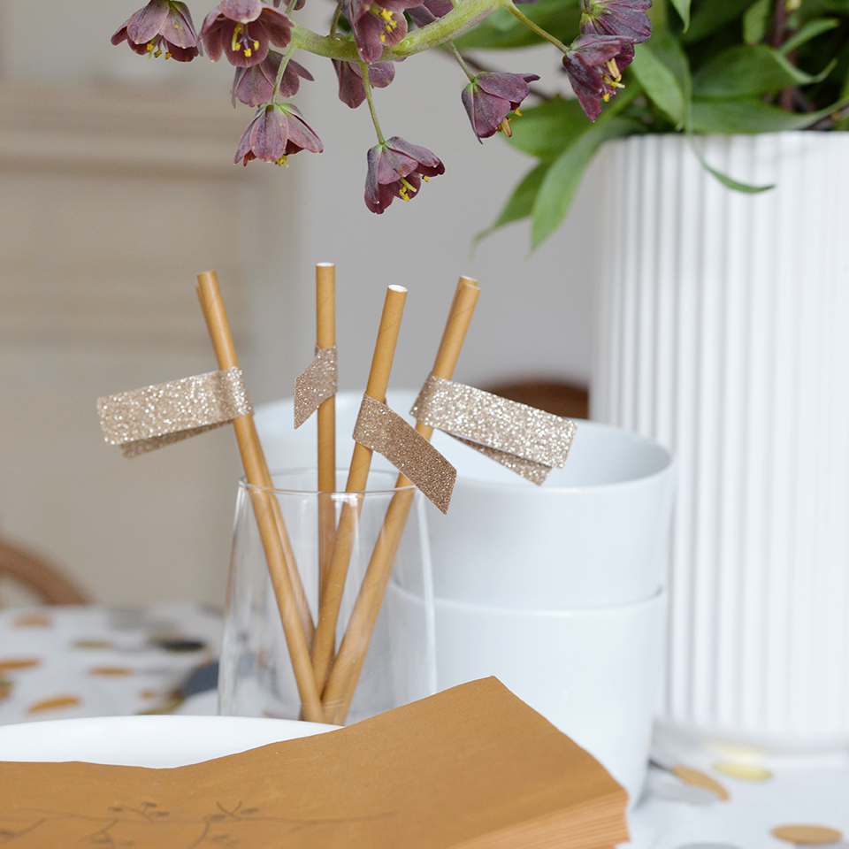 Rietjes oker papier goud glitter geel